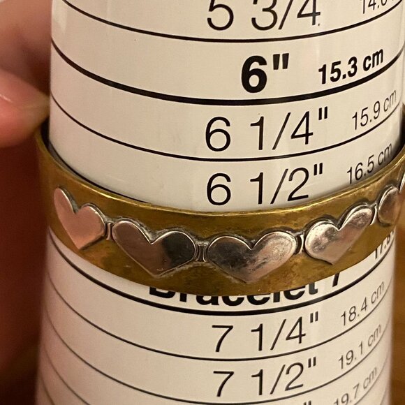 RETIRED Jeep Collins Heart Cuff Bracelet, Sterling Silver and Brass - Picture 3 of 3